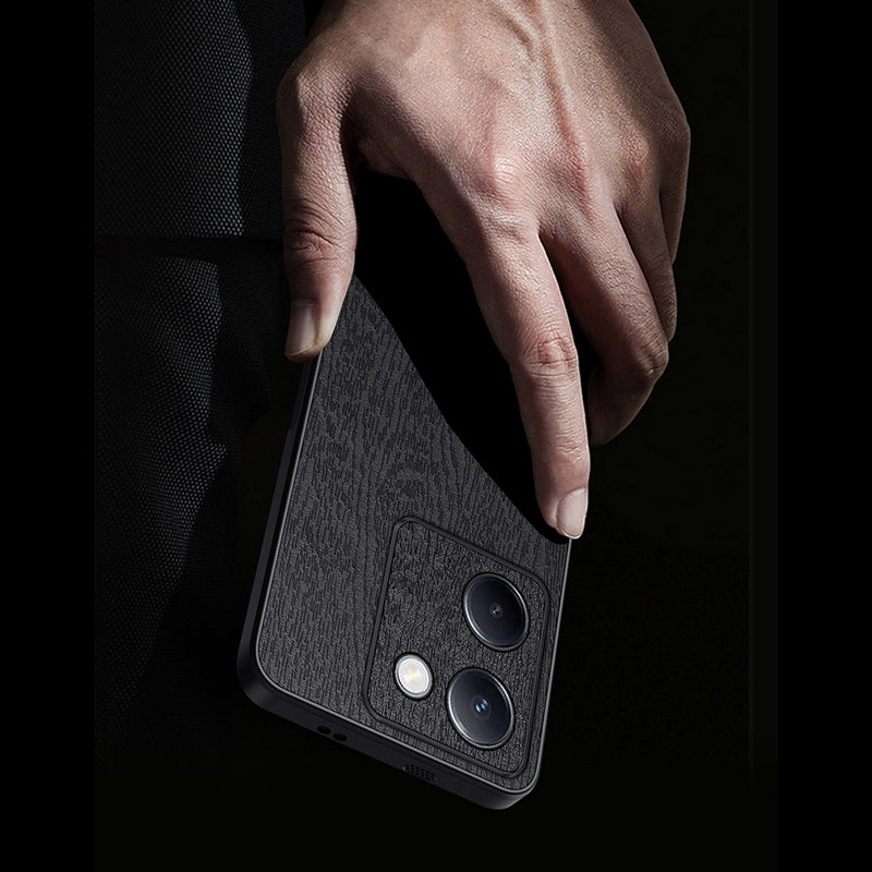 For vivo Y100i 5G Cell Phone Case Wood Grain PU+PC+TPU Protective Cover - Black For vivo Y100i 5G Cell Phone Case Wood Grain PU+PC+TPU Protective Cover - Black